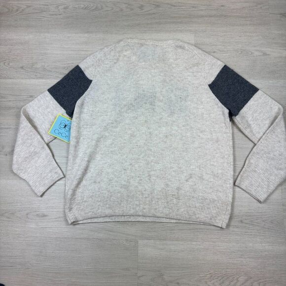 CeCe SKI Motif Crew Neck Sweater Womens Medium Ivory W/ Headband Apres Lodge - Picture 2 of 5